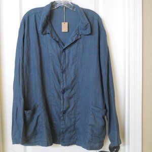 NWT CP Shades "Ingrid" Linen Shirt Jacket, Ombre Blue, Size Large